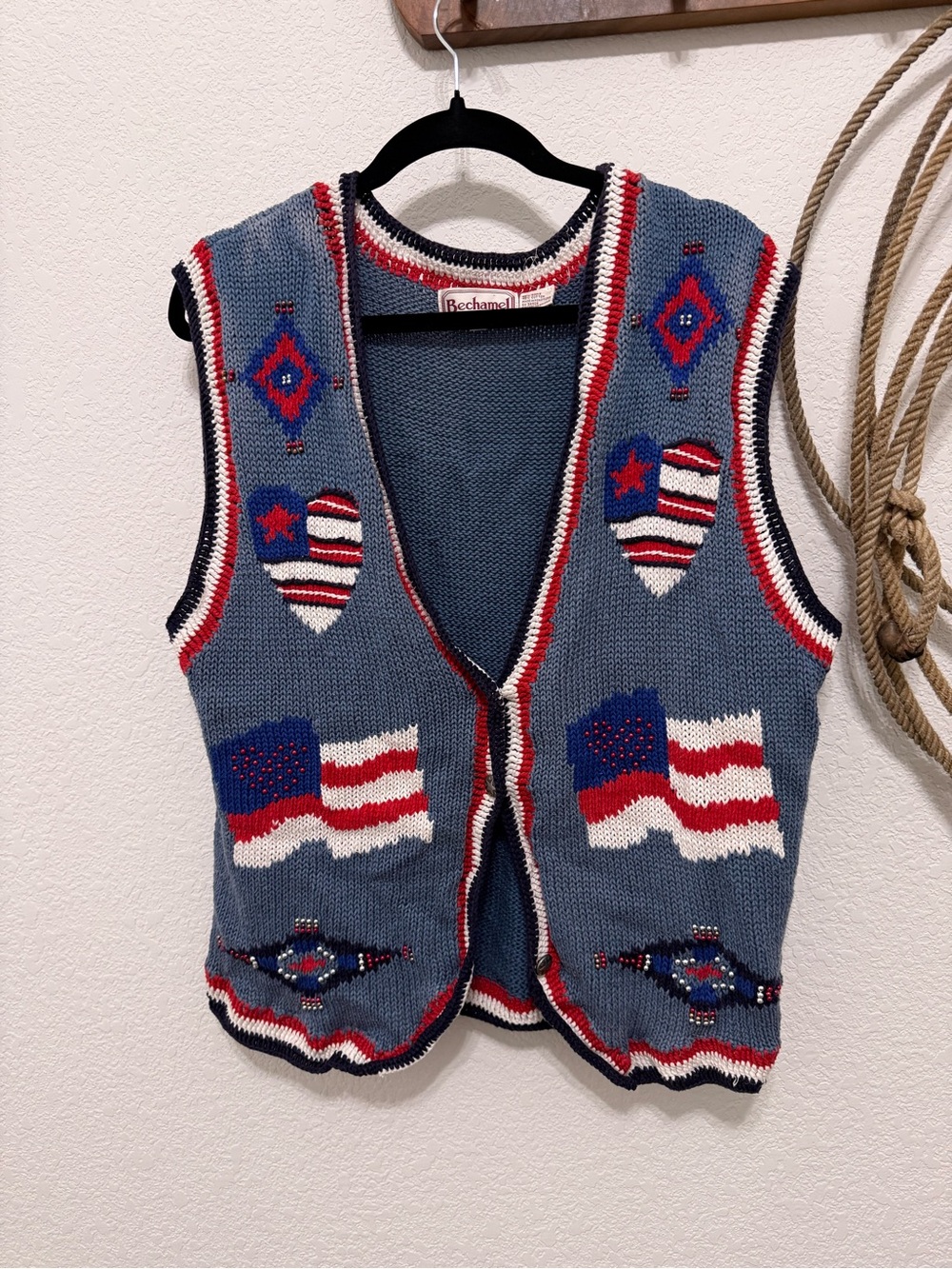 Bechamel Blue Patriotic Knit Sweater Vest